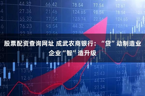 股票配资查询网址 成武农商银行：“贷”动制造业企业“智”造升级