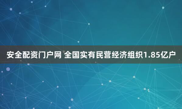 安全配资门户网 全国实有民营经济组织1.85亿户